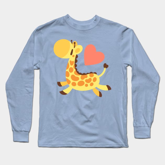 Heart Giraffe Long Sleeve T-Shirt by Chaobunnies